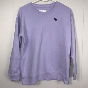 Abercrombie Kids Purple Crew Neck Pullover Sweatshirt 15/16 Fleece Lined Preppy